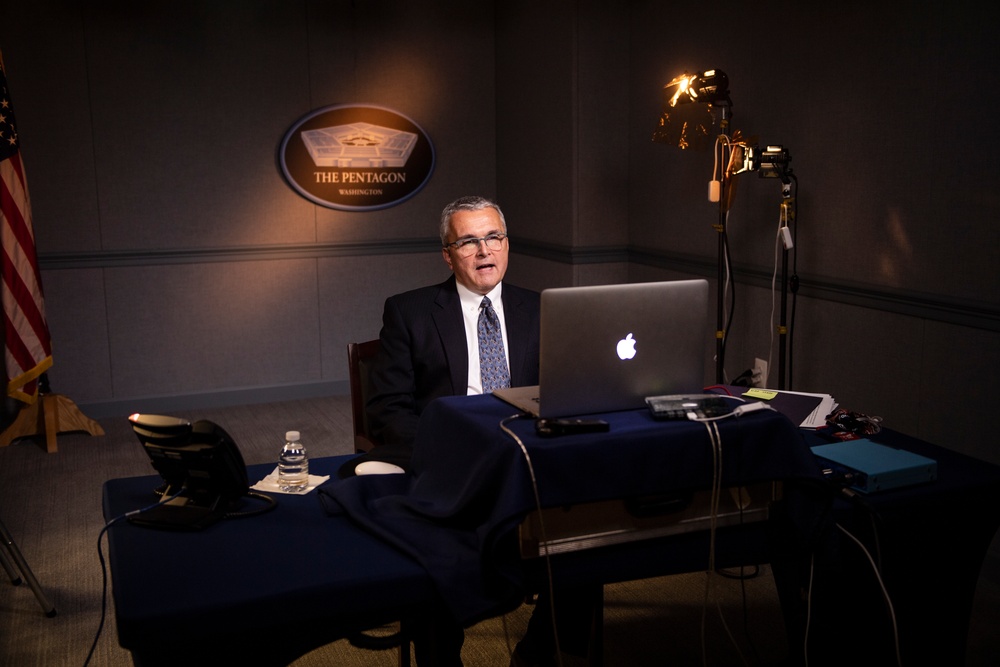 Acting Assistant Secretary of the Air Force for Space Acquisition and Integration Shawn J. Barnes speaks at a virtual  &quot;Aerospace Nation&quot; event