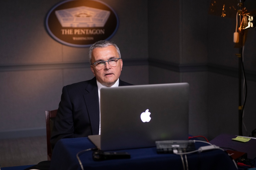 Acting Assistant Secretary of the Air Force for Space Acquisition and Integration Shawn J. Barnes speaks at a virtual  &quot;Aerospace Nation&quot; event