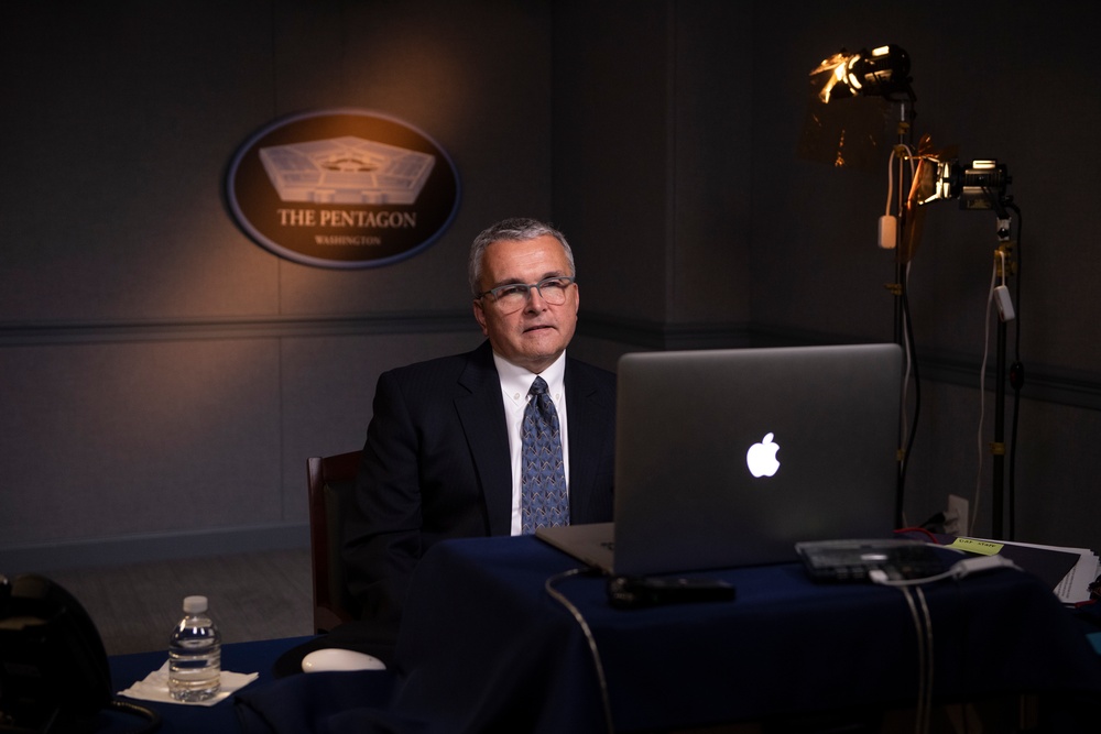 Acting Assistant Secretary of the Air Force for Space Acquisition and Integration Shawn J. Barnes speaks at a virtual  &quot;Aerospace Nation&quot; event