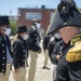 Commander John Benda, Commanding Officer of USS Constitution, preforms uniform inspections