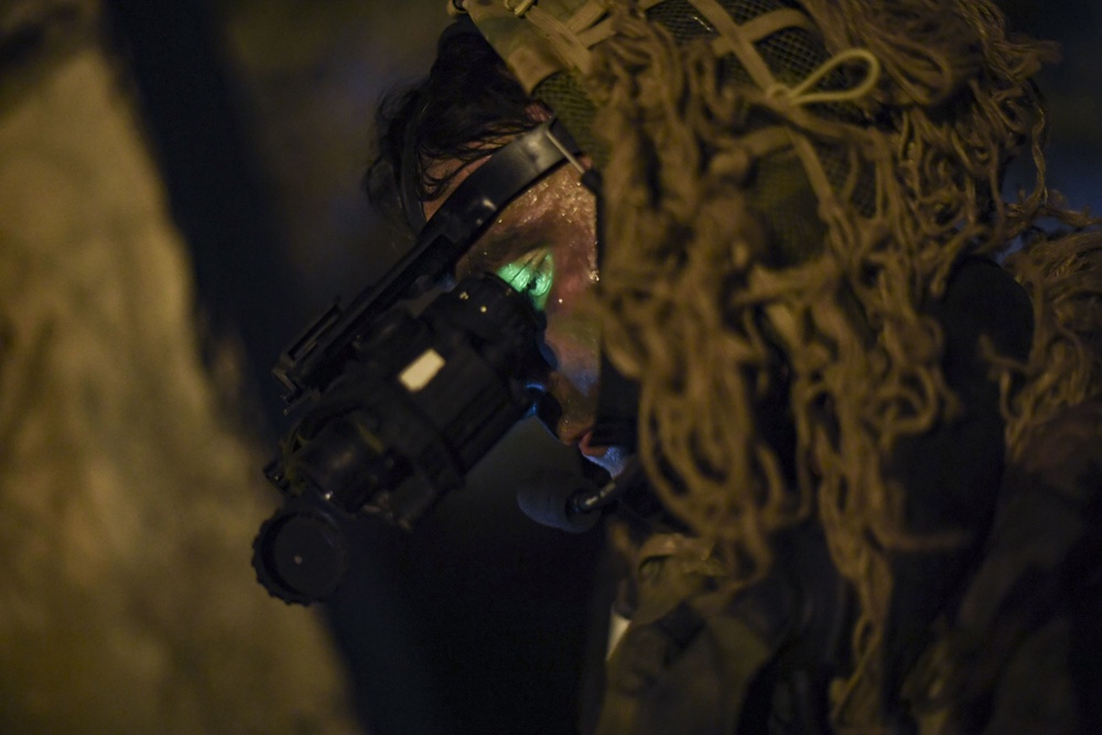 Task Force Guardian members conduct reconnaissance training at night