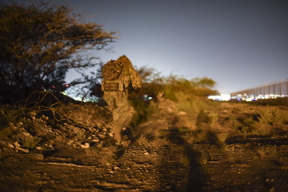 Task Force Guardian members conduct reconnaissance training at night