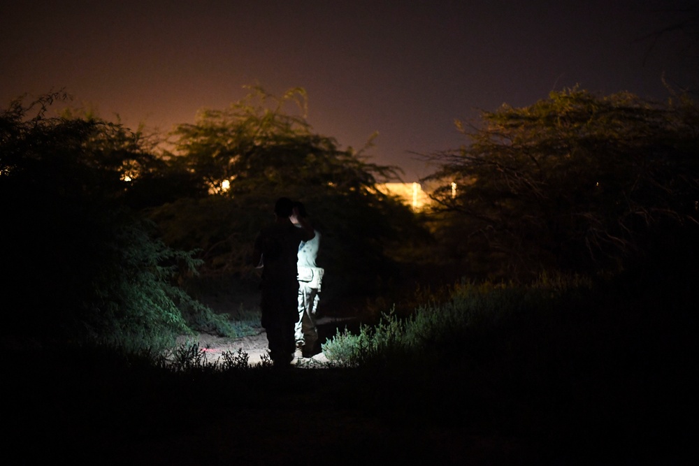 Task Force Guardian members conduct reconnaissance training at night