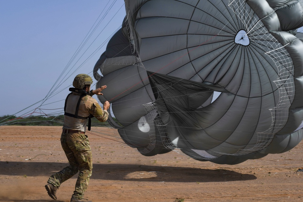 The 82nd Expeditionary Rescue Squadron performs HALO jump