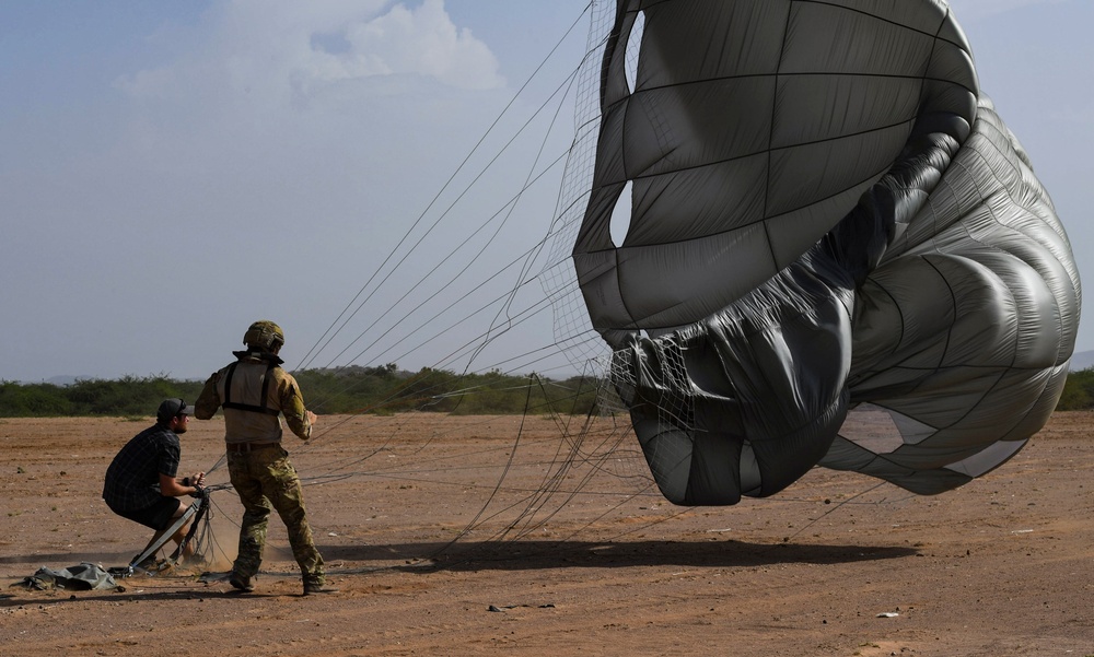 The 82nd Expeditionary Rescue Squadron performs HALO jump