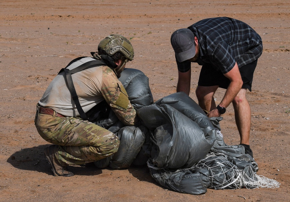 The 82nd Expeditionary Rescue Squadron performs HALO jump