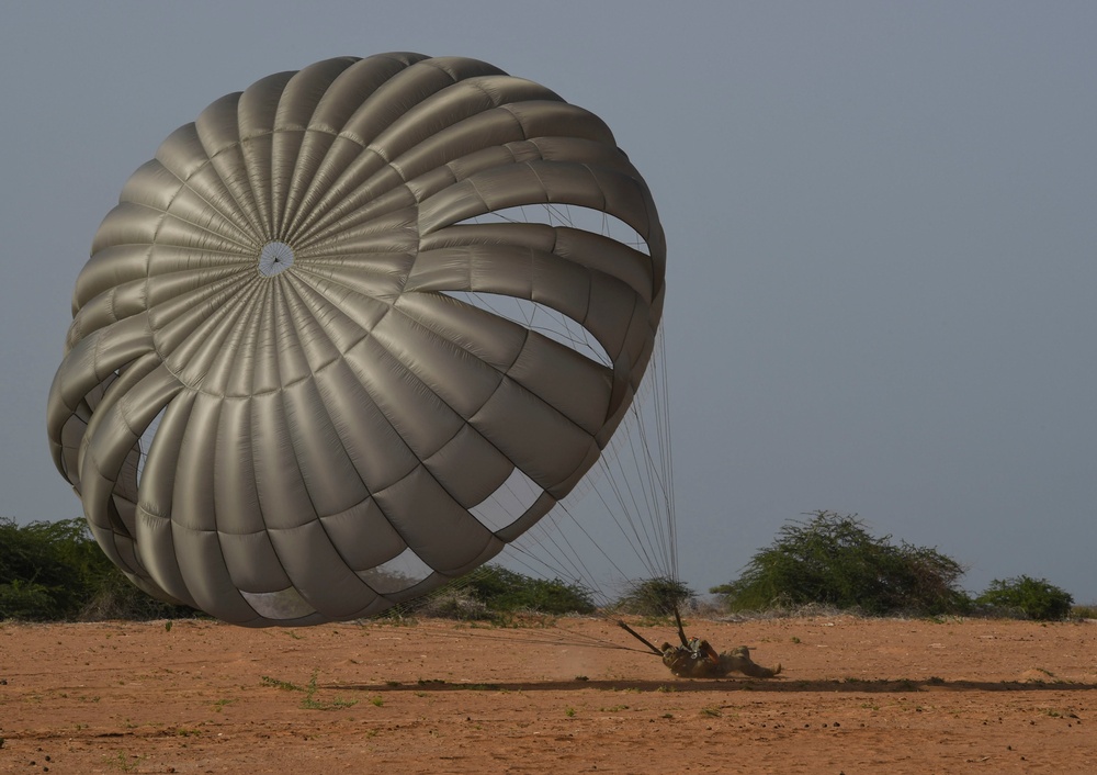 The 82nd Expeditionary Rescue Squadron performs HALO jump