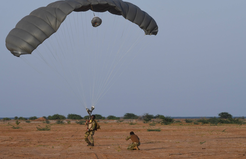 The 82nd Expeditionary Rescue Squadron performs HALO jump