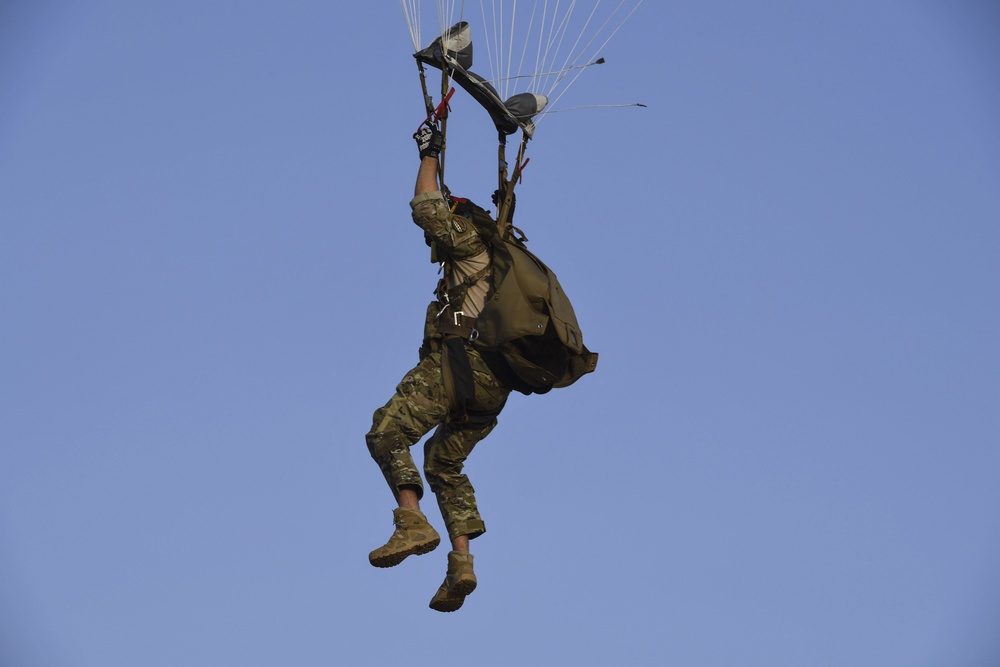 The 82nd Expeditionary Rescue Squadron performs HALO jump