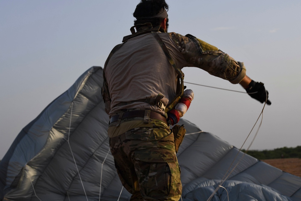 The 82nd Expeditionary Rescue Squadron performs HALO jump