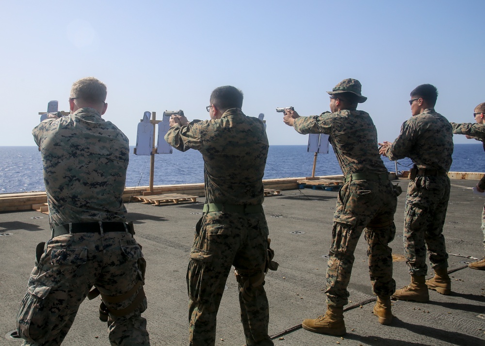 26th MEU holds pistol qual aboard USS New York