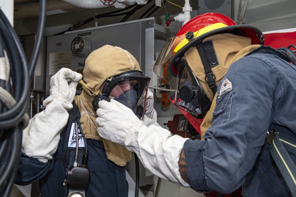 Sterett Sailors Participate in a Damage Control Drill