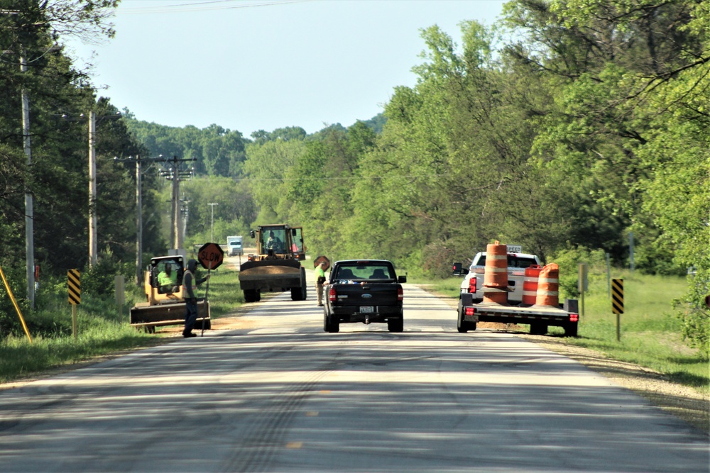 Road paving work at Fort McCoy