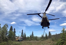Alaska National Guard airlifts “Into the Wild” bus from Stampede Trail
