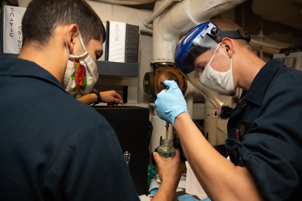 USS Princeton Sailors test fuel