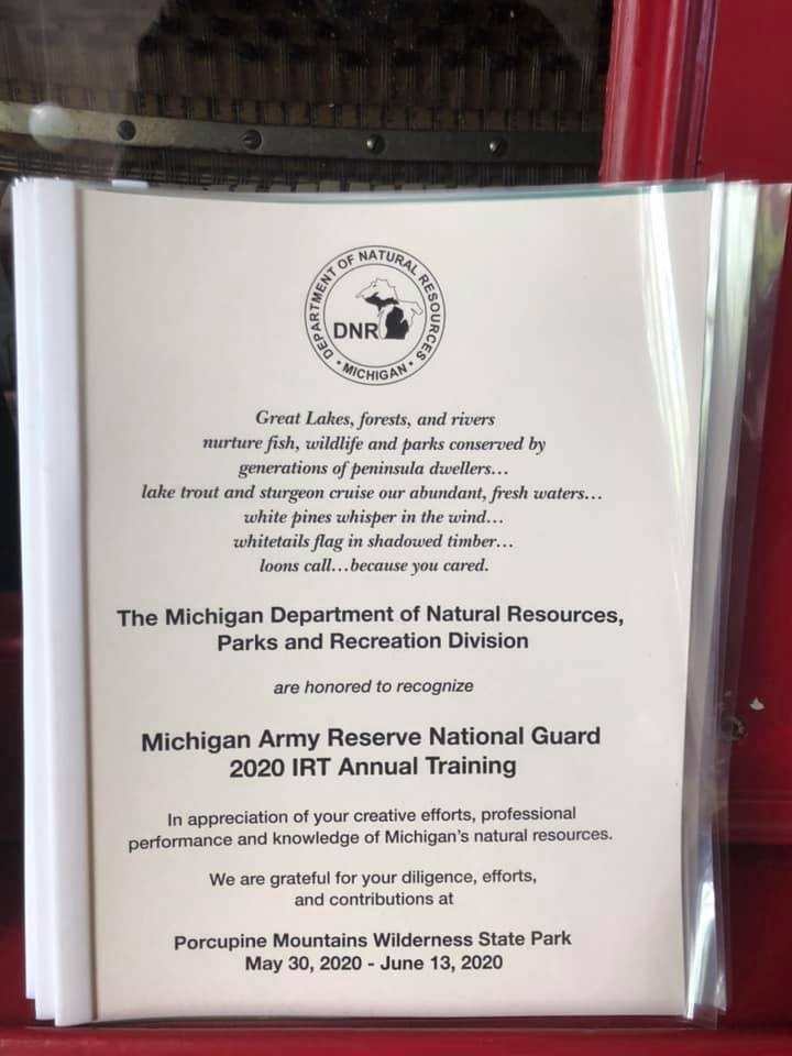 Michigan National Guard and Department of Natural Resources jointly host Distinguished Visitors Day to showcase infrastructure improvements at Porcupine Mountains Wilderness State Park in Ontonagon County