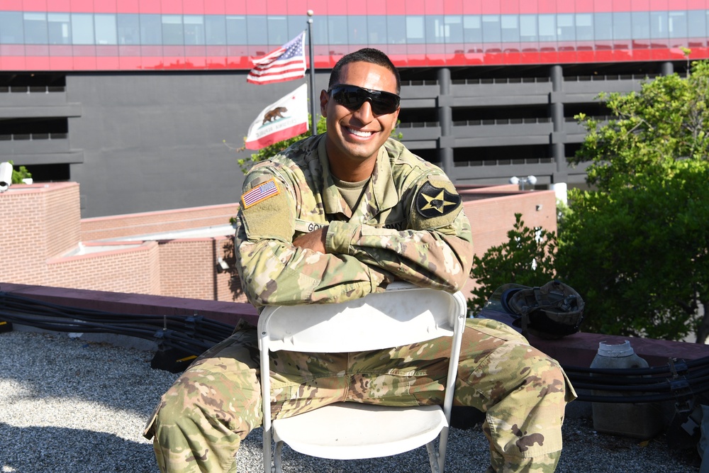 Cal Guard's 1-185th Soldiers protect the lives and properties of Rodeo Drive in Beverly Hills, California