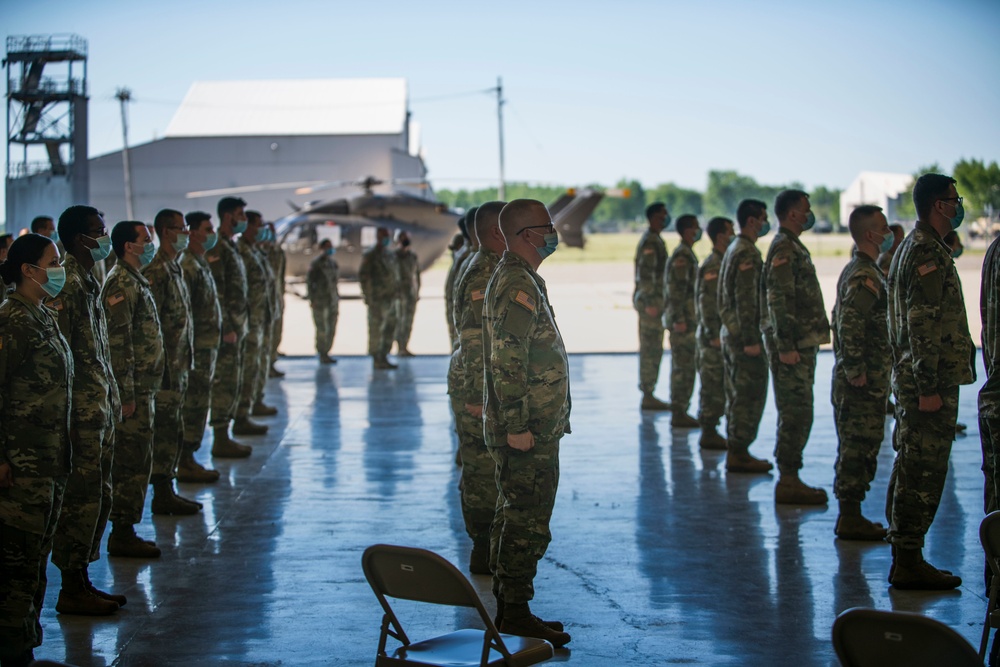 Michigan Gov. and Adjutant Gen. Participate in “Motor City Muscle“ Socially Distanced Deployment Ceremony