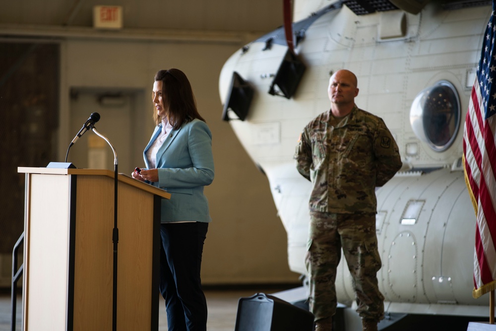 Michigan Gov. and Adjutant Gen. Participate in “Motor City Muscle“ Socially Distanced Deployment Ceremony