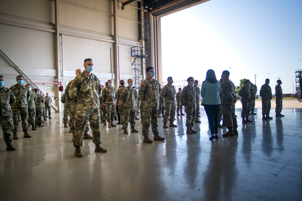 Michigan Gov. and Adjutant Gen. Participate in “Motor City Muscle“ social;y distanced Deployment Ceremony