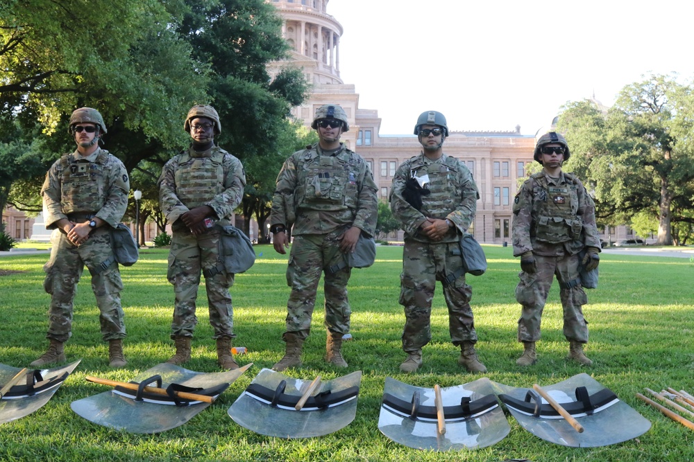 National Guard Soldiers guard Texas State Capitol during June 19 protest
