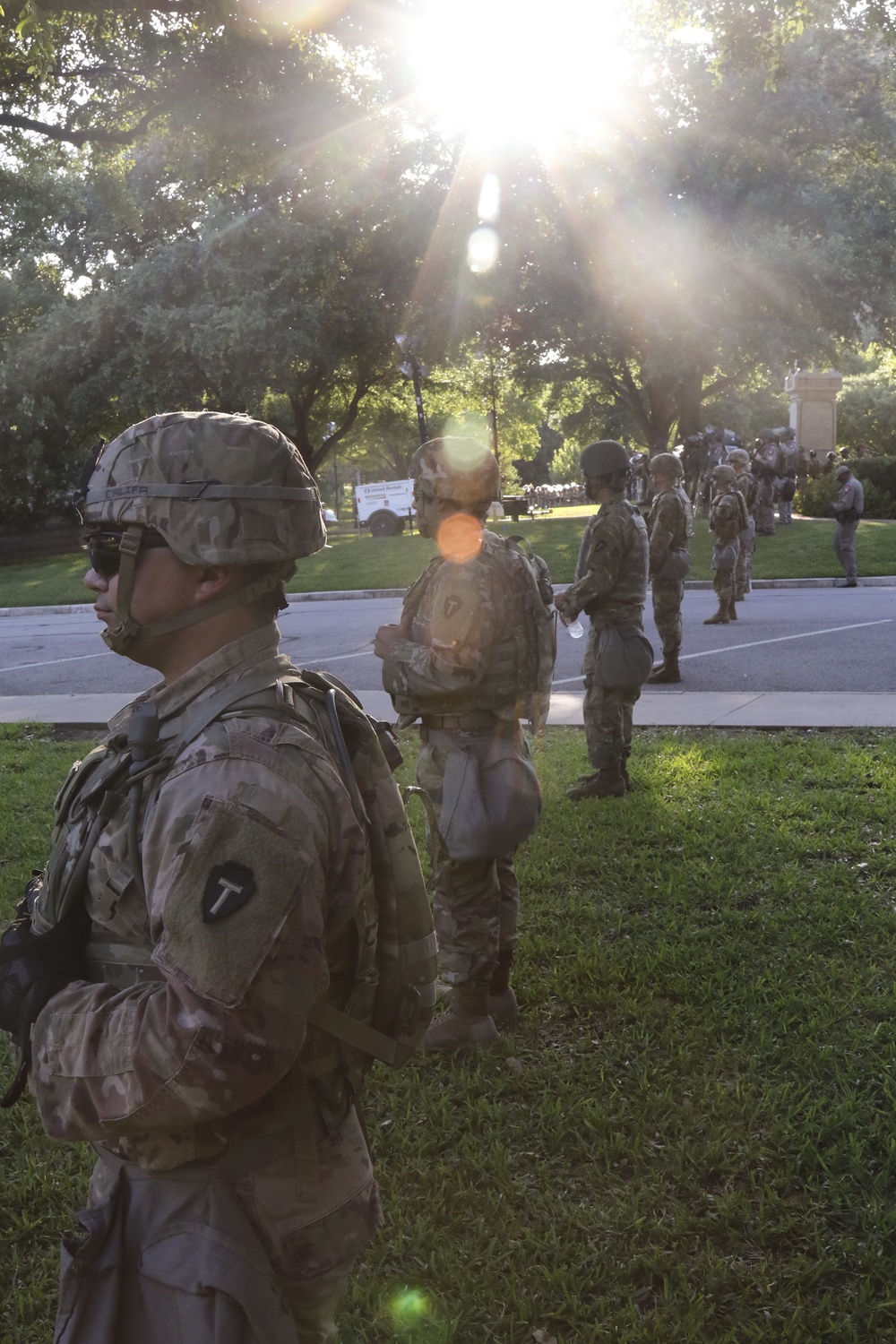 National Guard Soldiers guard Texas State Capitol during June 19 protest