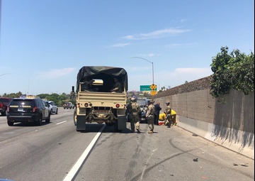 Cal Guard's 1-185th Soldiers respond to car wreck during civil unrest mission