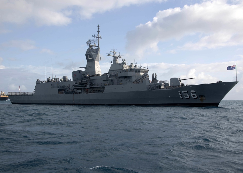 Australian frigate HMAS Toowoomba Visits Diego Garcia