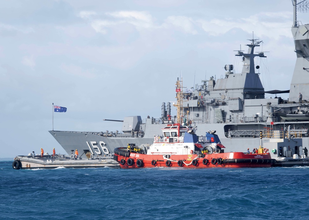 Australian frigate HMAS Toowoomba Visits Diego Garcia