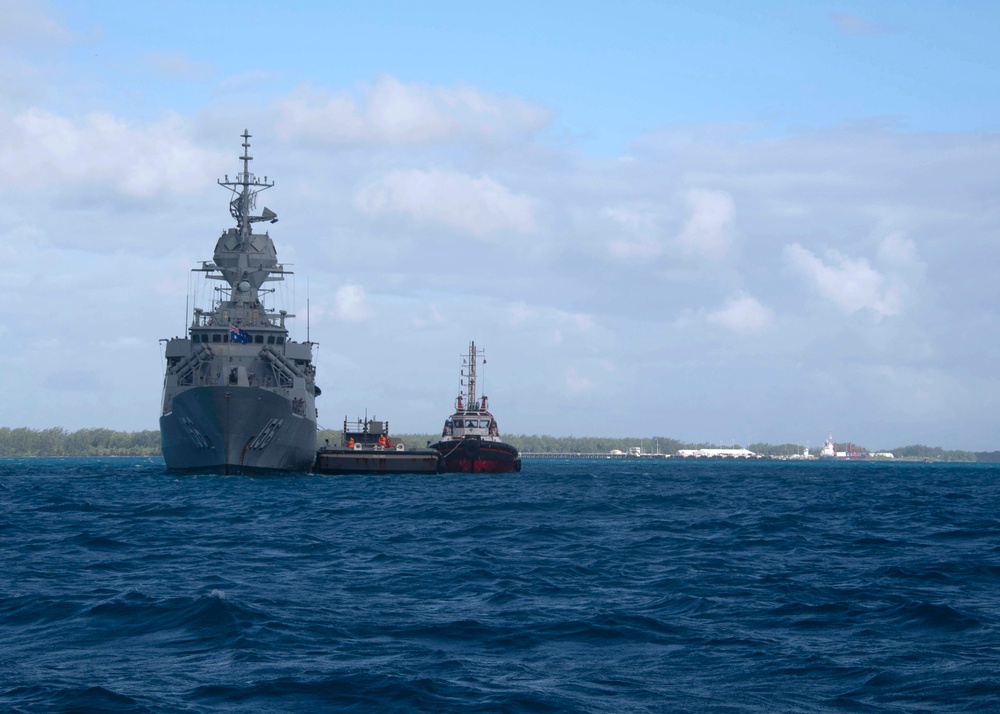 Australian frigate HMAS Toowoomba Visits Diego Garcia