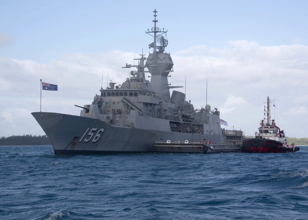 Australian frigate HMAS Toowoomba Visits Diego Garcia