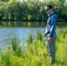 Inspecting plantings at Unity Island