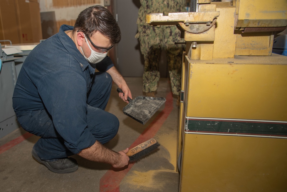 George Washington Sailor Cleans Deck