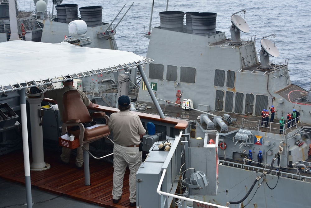 USNS Tippecanoe (T-AO 199) Conducts Repenishments-at-Sea with USS Barry (DDG 52) and USS Antietam (CG 54)