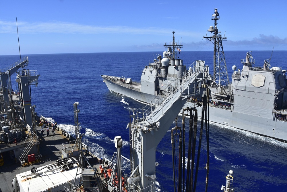 USNS Tippecanoe (T-AO 199) Conducts Repenishments-at-Sea with USS Barry (DDG 52) and USS Antietam (CG 54)