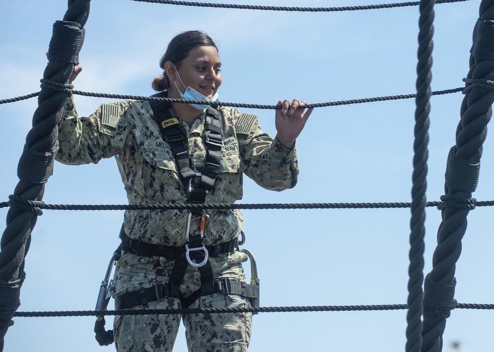 Sailors Assigned to USS Constitution Perform Sail Training