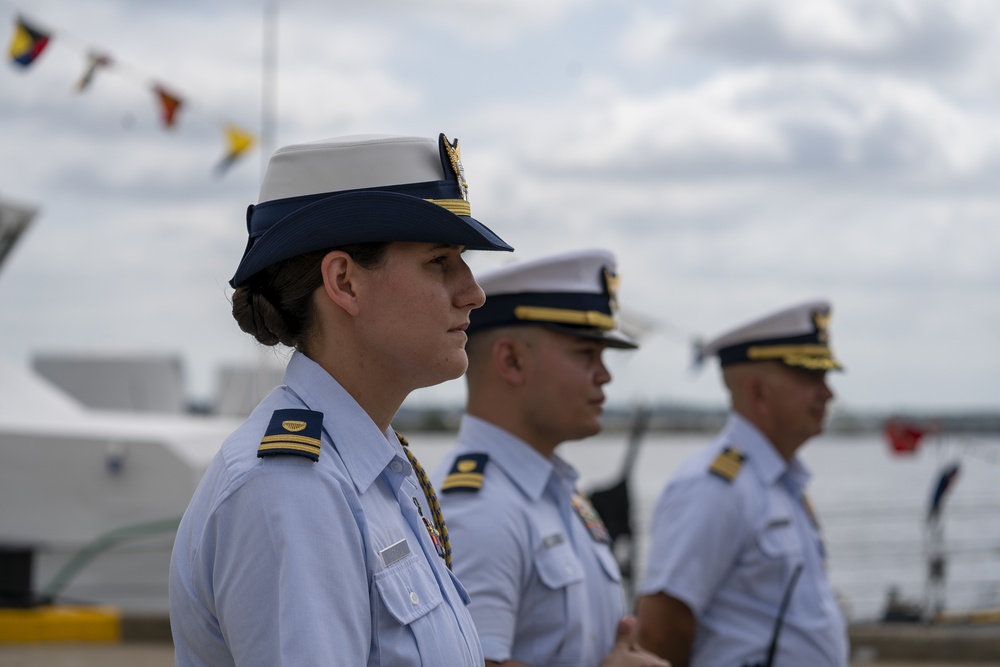 Coast Guard Commandant Admiral Schultz attends the Atlantic Area Change of Command