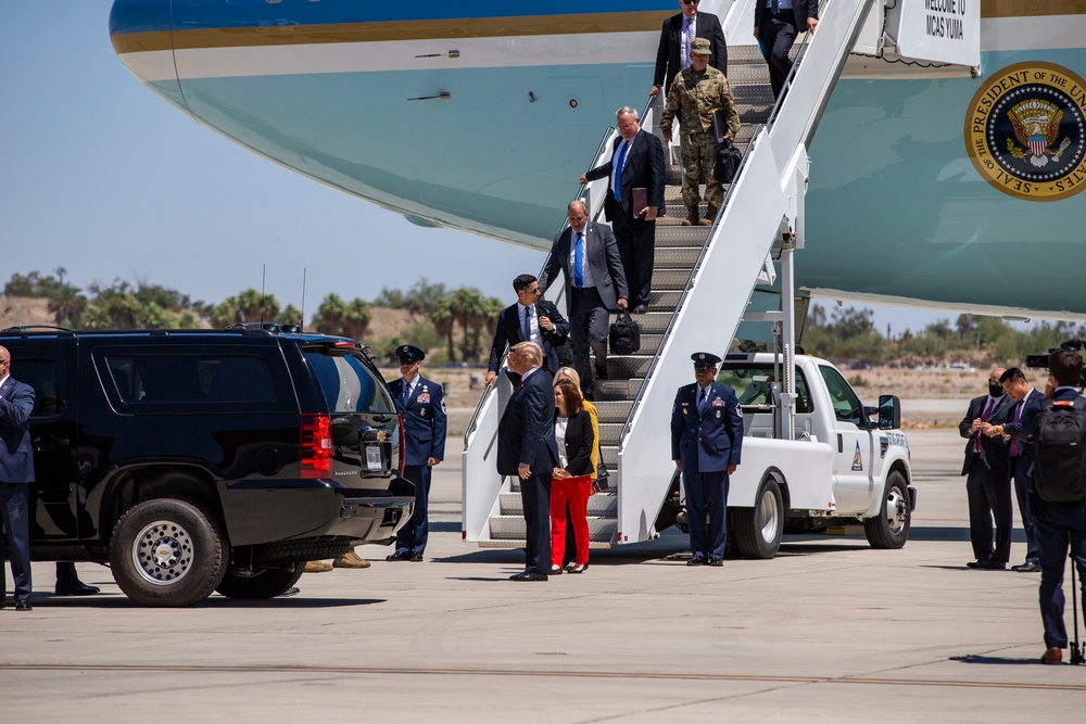 President Donald J. Trump arrives in Yuma