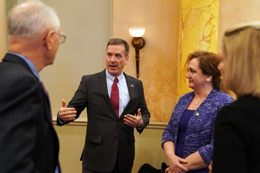 USAID Administrator Mark Green speaks at the Executive Council on Diplomacy luncheon.