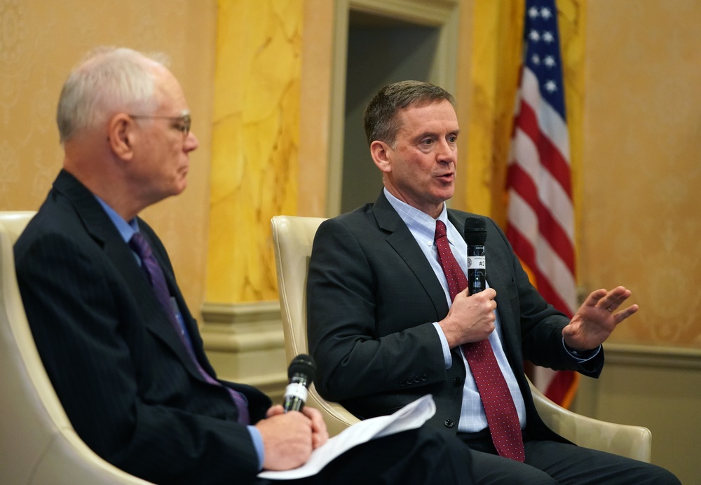 USAID Administrator Mark Green speaks at the Executive Council on Diplomacy luncheon.