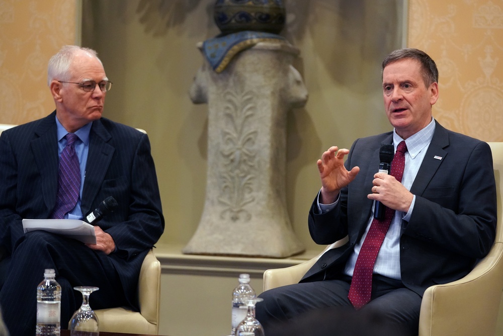 USAID Administrator Mark Green speaks at the Executive Council on Diplomacy luncheon.