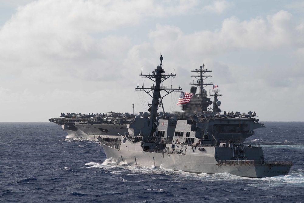 USS Ralph Johnson participates in Dual Carrier Operations