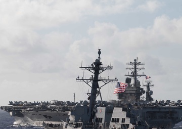 USS Ralph Johnson participates in Dual Carrier Operations