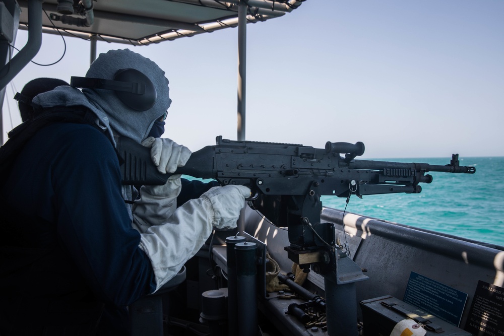 Gun Shoot Aboard The Mine Countermeasures ship USS Gladiator