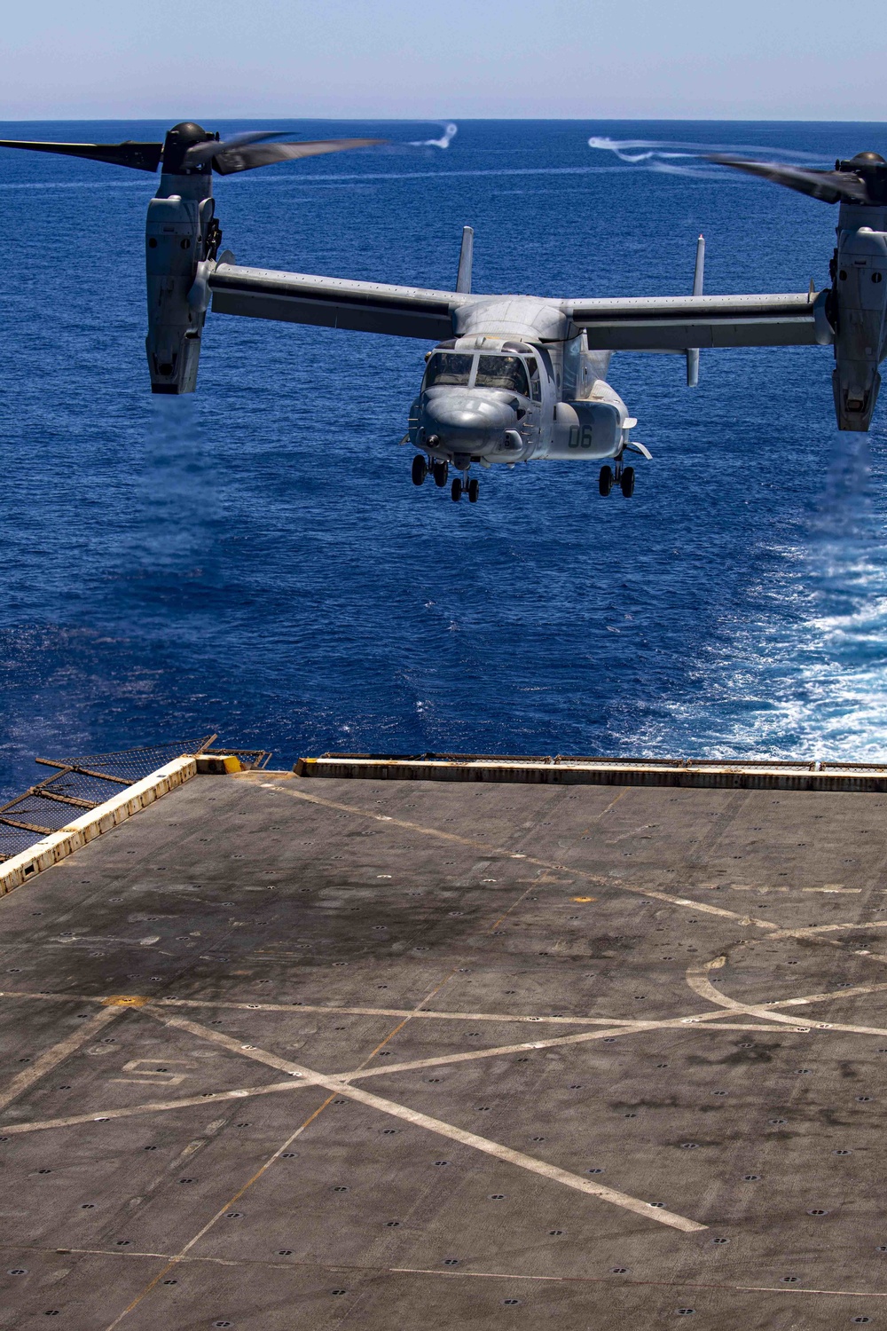 MV-22 Ospreys land on the USS New York flight deck