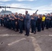 Sailors attend a All hands call abord the USS New York