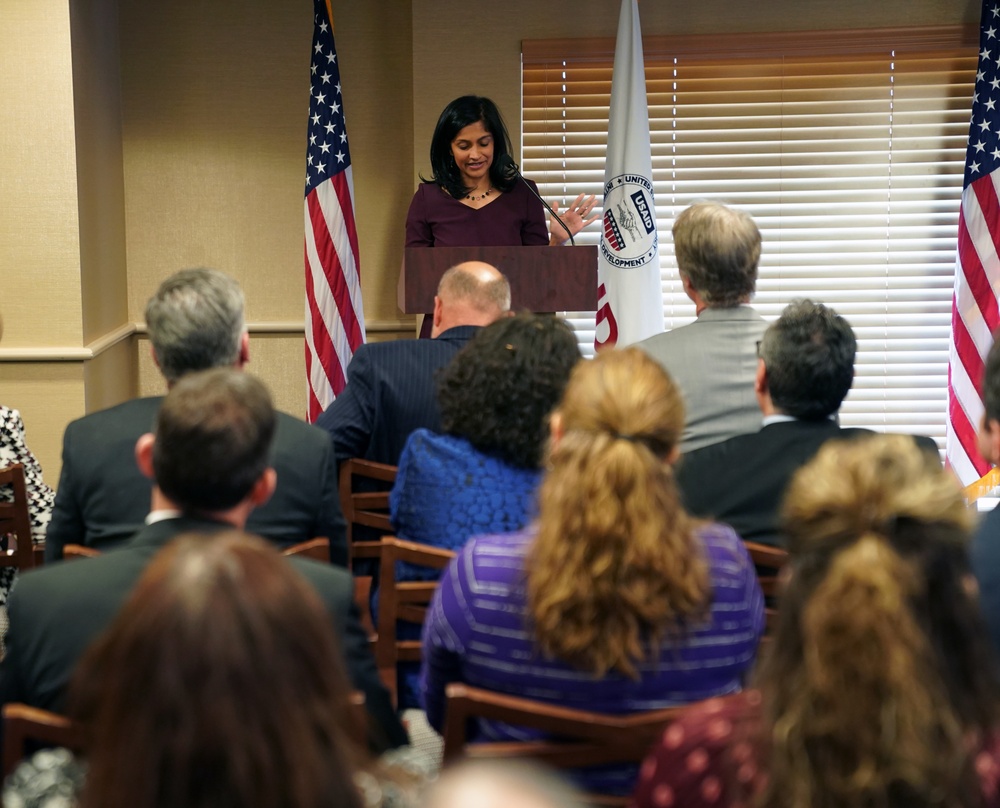 Signing in ceremony for Anu Rajaraman as Mission Director of Guatemala