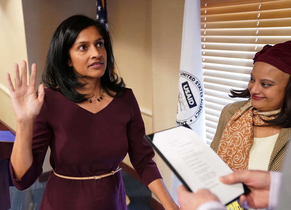 Signing in ceremony for Anu Rajaraman as Mission Director of Guatemala