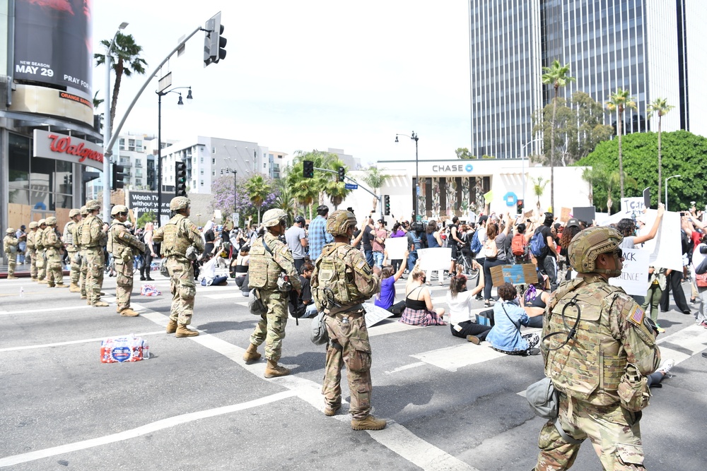 Cal Guard assists Los Angeles law enforcement by providing security during the ongoing demonstrations