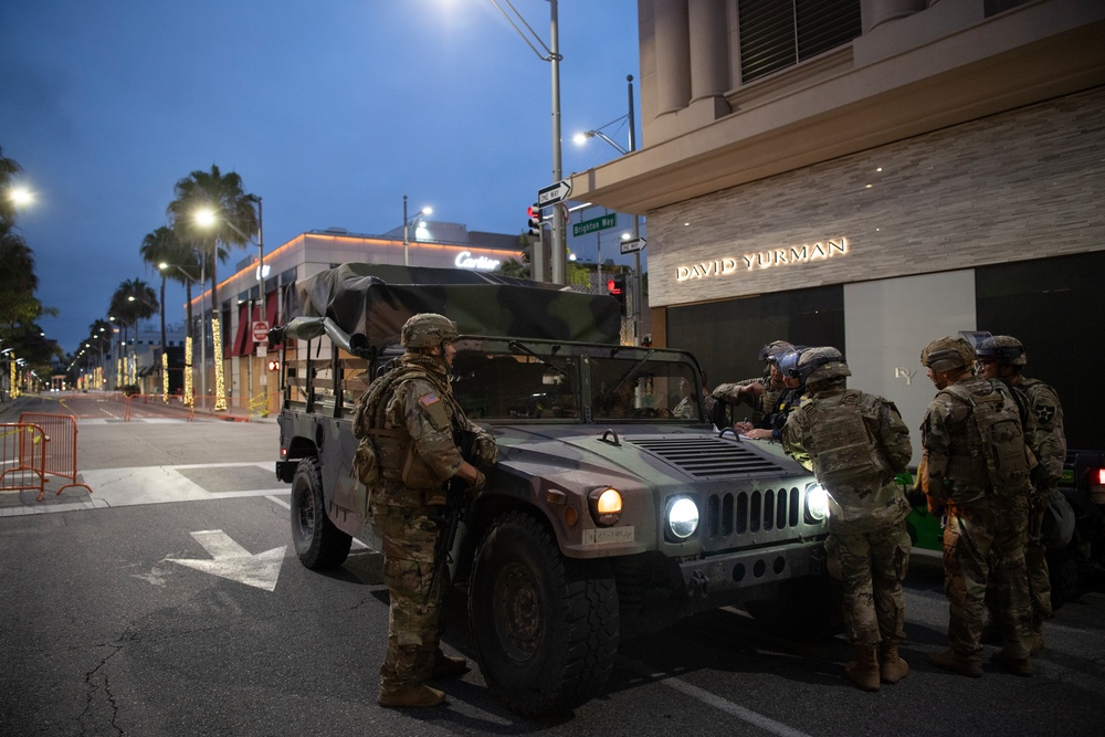 Cal Guard assists Beverly Hills law enforcement by providing security during the ongoing demonstrations